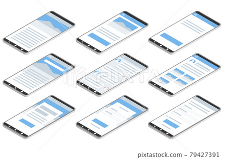 Smartphone variation to display isometric website Vector illustration (horizontal arrangement) Smartphone variation to display isometric website Vector illustration (horizontal arrangement) 79427391