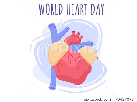 World Heart Day Illustration To Make People Aware The Importance Of Health, Care And Prevention Various Diseases. Flat Design Background Template World Heart Day Illustration To Make People Aware The Importance Of Health, Care And Prevention Various Diseases. Flat Design Background Template 79427878
