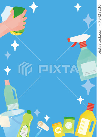 水彩風格的觸摸清潔用品清潔插圖海報 79428230