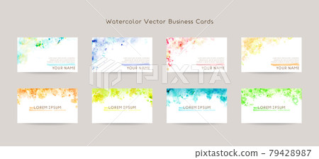 Watercolor background business card design set Watercolor background business card design set 79428987