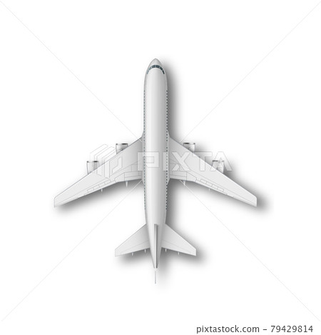 Realistic standing airplane, jet aircraft or airliner top view. Detailed passenger air plane on Realistic standing airplane, jet aircraft or airliner top view. Detailed passenger air plane on 79429814