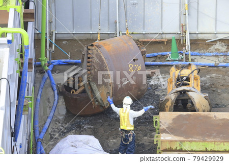 Construction site foundation work earth drill head 79429929