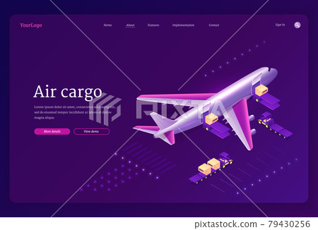 Air cargo isometric landing, airplane logistics Air cargo isometric landing, airplane logistics 79430256