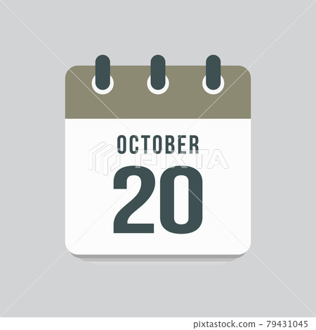 Icon day date 20 October, template calendar page Icon day date 20 October, template calendar page 79431045
