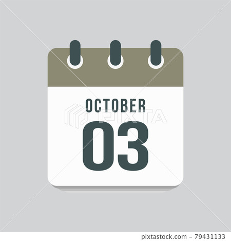 Icon day date 3 October, template calendar page Icon day date 3 October, template calendar page 79431133
