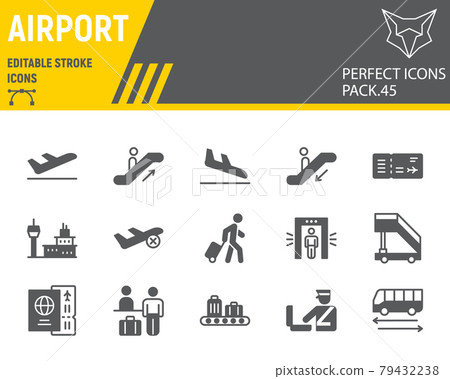 Airport glyph icon set-插圖素材 [79432238] - PIXTA圖庫