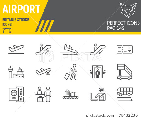 Airport line icon set 79432239