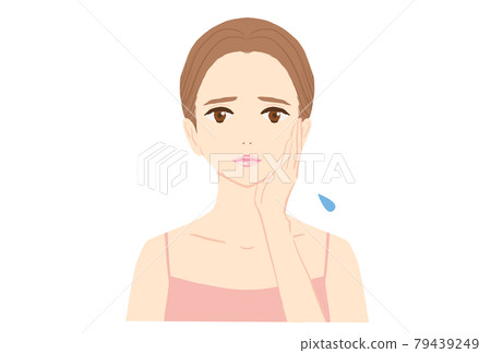 一個擔心的年輕女子的插圖 79439249