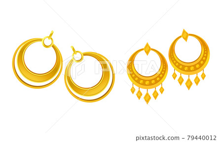 Jewellery or Jewelry Item as Personal Adornment with Earrings Vector Set 79440012