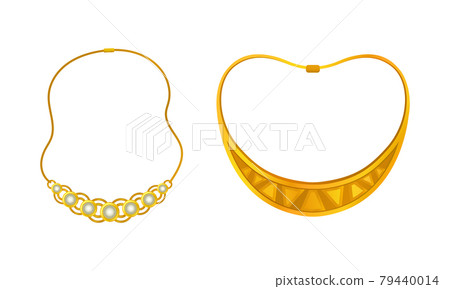 Jewellery or Jewelry Item as Personal Adornment with Necklace Vector Set Jewellery or Jewelry Item as Personal Adornment with Necklace Vector Set 79440014