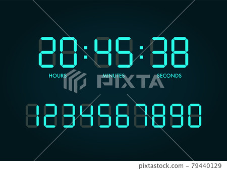 Digital clock numbers set 79440129