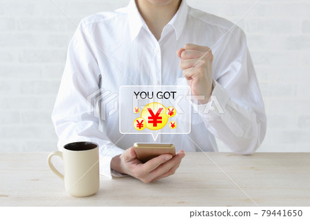 Image of making money and pocket money with a smartphone Image of making money and pocket money with a smartphone 79441650