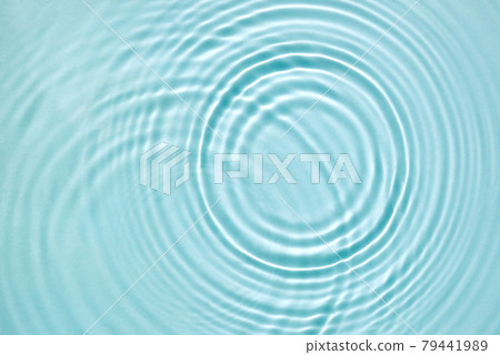 Blue water texture, blue mint water surface with rings and ripples. Spa concept background. Flat lay, copy space. 79441989