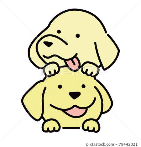 Illustration of two cute golden retrievers Illustration of two cute golden retrievers 79442021