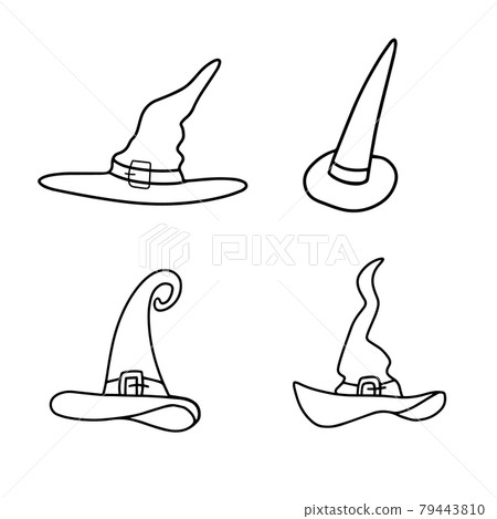 Witch and wizard hats. Vector illustration Witch and wizard hats. Vector illustration 79443810