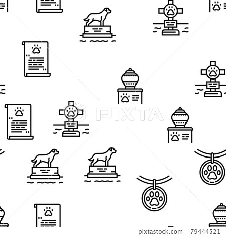 Pet Funeral Cemetery Vector Seamless Pattern 79444521