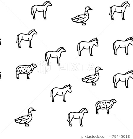 Pets Domestic Animal Vector Seamless Pattern 79445018