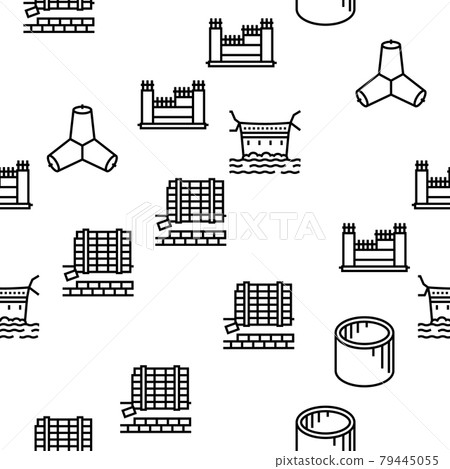Concrete Production Vector Seamless Pattern 79445055