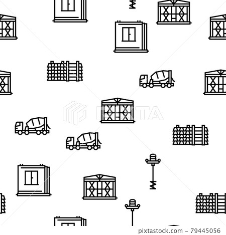 Concrete Production Vector Seamless Pattern 79445056