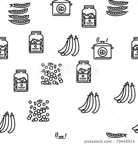 Peas Beans Vegetable Vector Seamless Pattern 79448914