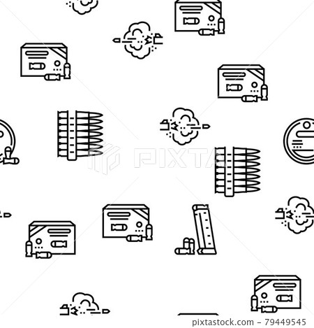 Bullet Ammunition Vector Seamless Pattern 79449545