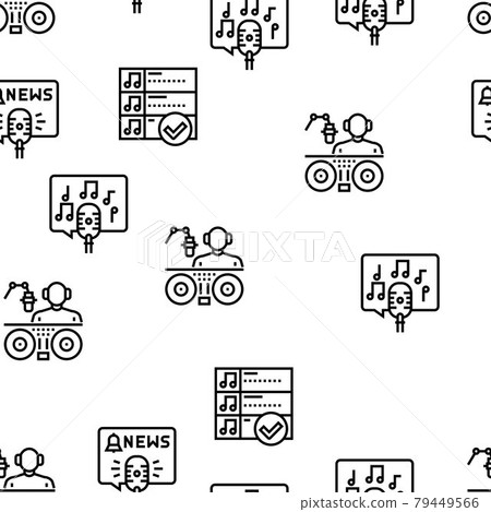 Radio Studio Podcast Vector Seamless Pattern 79449566