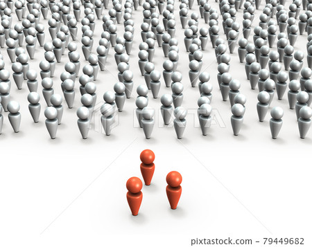 Conflict between majority and minority. White background. 3D rendering. 79449682