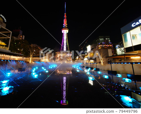 View of Nagoya TV Tower from Hisaya Odori Park Zone 4 at night View of Nagoya TV Tower from Hisaya Odori Park Zone 4 at night 79449796