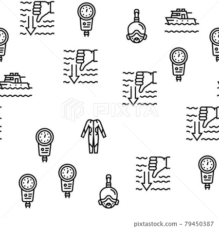 Diving Scuba Equipment Vector Seamless Pattern - Stock Illustration ...