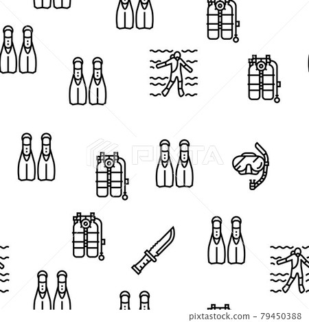 Diving Scuba Equipment Vector Seamless Pattern - Stock Illustration ...