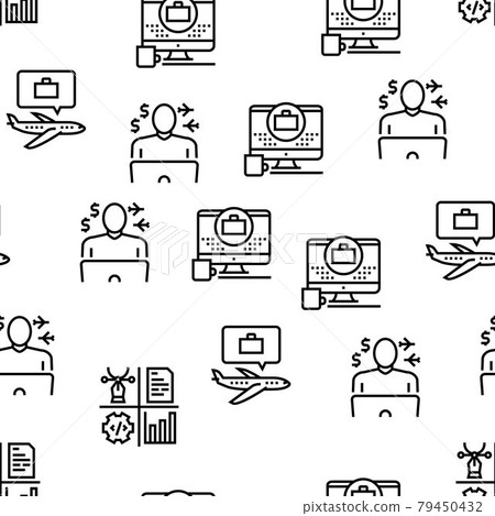Digital Nomad Worker Vector Seamless Pattern Digital Nomad Worker Vector Seamless Pattern 79450432
