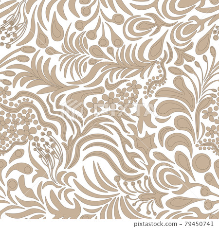 Brown wildflowers on white background. Seamless floral pattern, vector. Brown wildflowers on white background. Seamless floral pattern, vector. 79450741