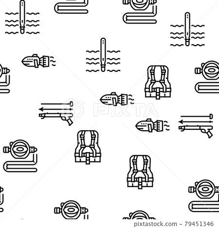 Diving Scuba Equipment Vector Seamless Pattern 79451346