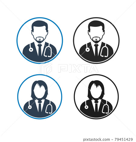 Doctor Icon set. Flat style vector EPS. - Stock Illustration [79451429 ...