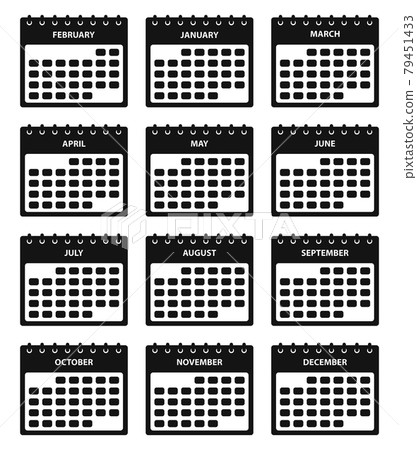 12 Months Calendar Icon set. Flat style vector EPS. 12 Months Calendar Icon set. Flat style vector EPS. 79451433