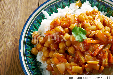 Afghan dish with chicken, chickpeas . Afghan dish with chicken, chickpeas . 79452911