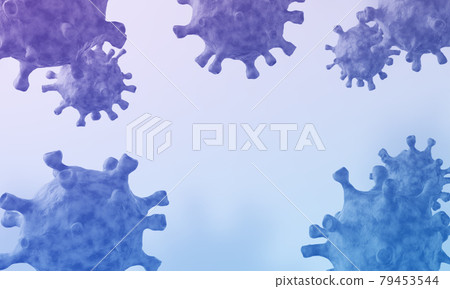 Blue-violet viruses with empty place for your text. COVID-19 background, 3D illustration 79453544