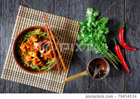 asian noodle bowl with hoisin baked tofu cubes asian noodle bowl with hoisin baked tofu cubes 79454534