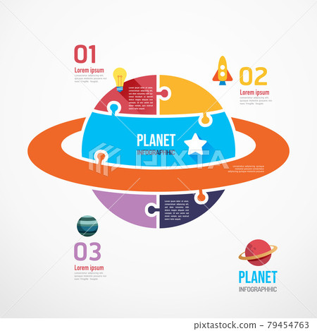 Planet shape jigsaw banner. Concept Design infographic Template vector illustration 79454763