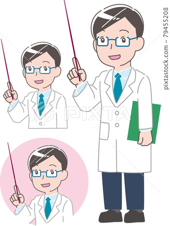 男醫生插圖集手持指針矢量 男醫生插圖集手持指針矢量 79455208
