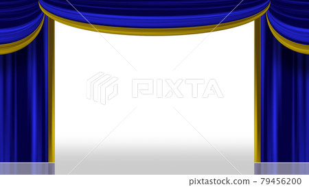 Blue and golden curtain theater image white background Blue and golden curtain theater image white background 79456200