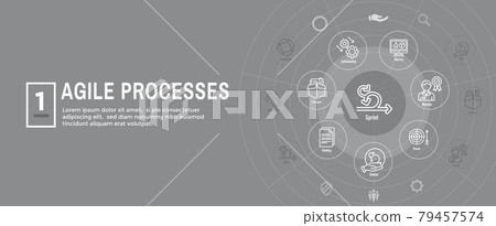 Agile Scrum Process and development icon set web header banner Agile Scrum Process and development icon set web header banner 79457574
