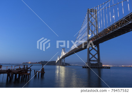 Oakland Bay Bridge at twilight in San Francisco,USA. 79457582