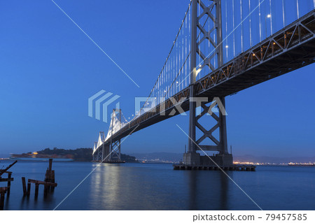Oakland Bay Bridge at twilight in San Francisco,USA. 79457585