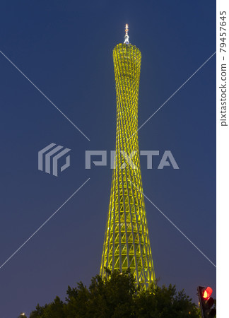 Canton TV Tower at nighttime in Guangzhou, China 79457645