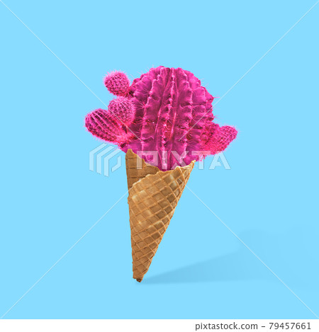 Prickly ice cream. Contemporary art collage. Illustration. Concept of creativity, design and style. 79457661