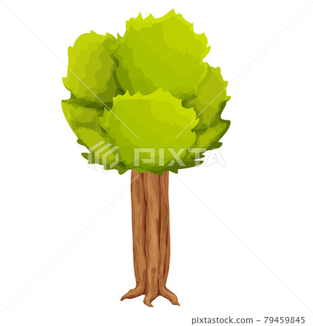 Forest comic tree, detailed and textured in... - Stock Illustration ...