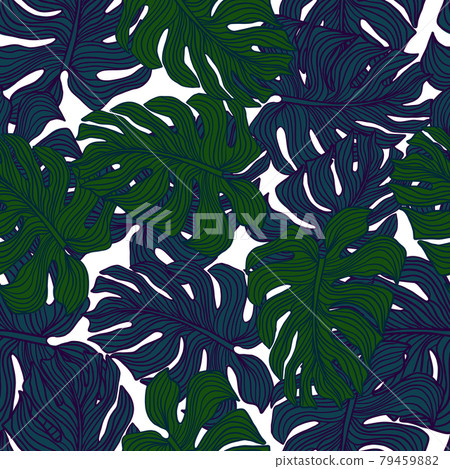 Monstera leaf seamless pattern. Abstract tropical leaves philodendron plant silhouette backdrop. Monstera leaf seamless pattern. Abstract tropical leaves philodendron plant silhouette backdrop. 79459882