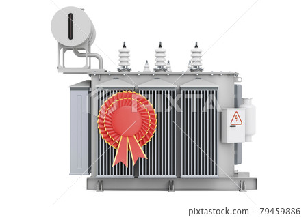 Transformer oil with best choice badge, 3D rendering 79459886