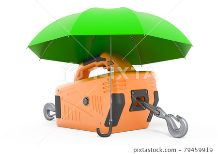 Electric winch under umbrella, 3D rendering 79459919